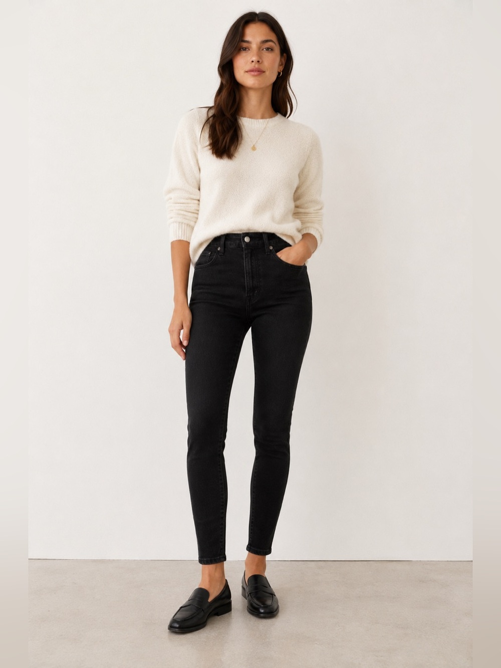 Everlane Curvy Way High Skinny Jeans Black Organic Cotton Women 27